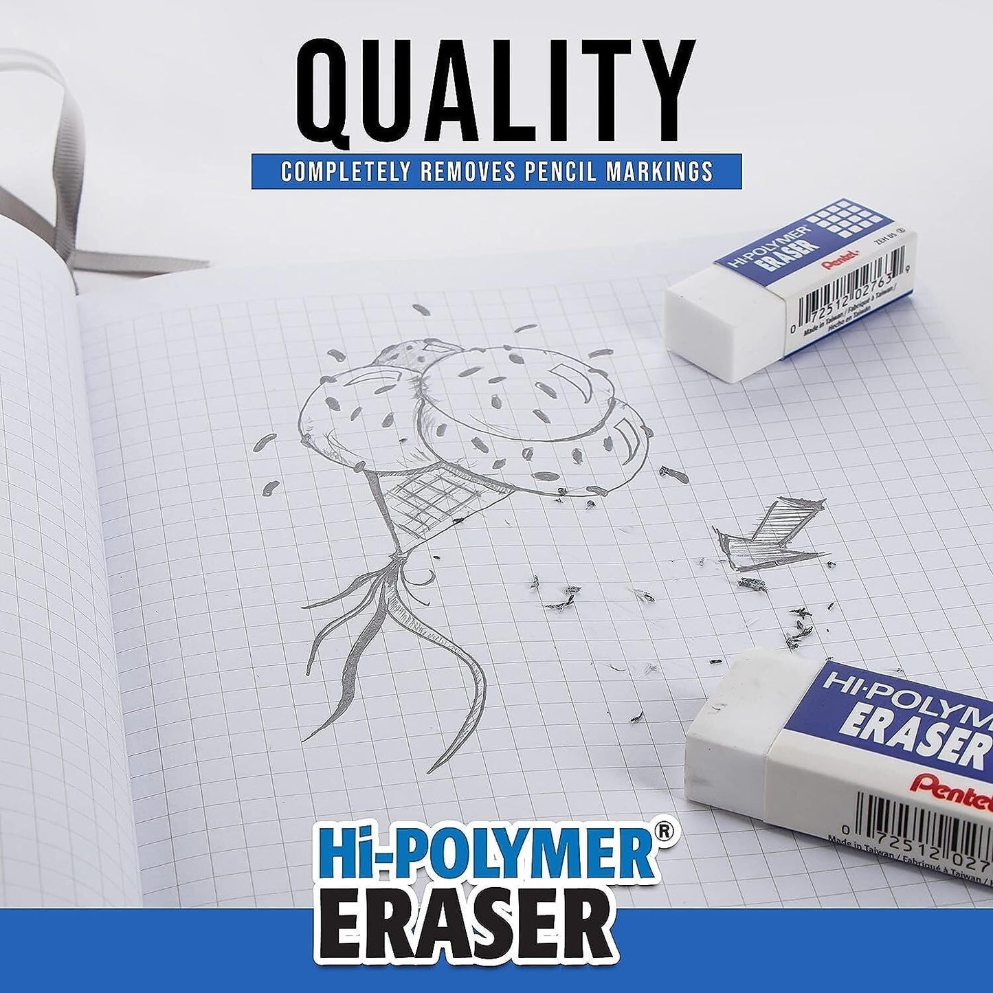 Hi-Polymer Block Eraser, Large, 3 Pack, White (ZEH10BP3-K6)