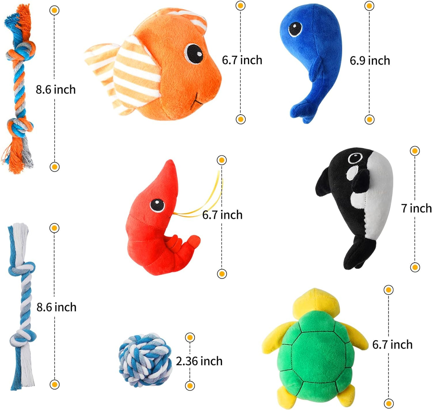 Puppy Toys Small Dogs, Durable Puppy Toys for Teething Small Dogs, Cute Dog Toys for Small Dogs, Stuffed Plush Squeaky Dog Toys and Ocean Small Dog Toys, Reliable Ropes Puppy Chew Toys