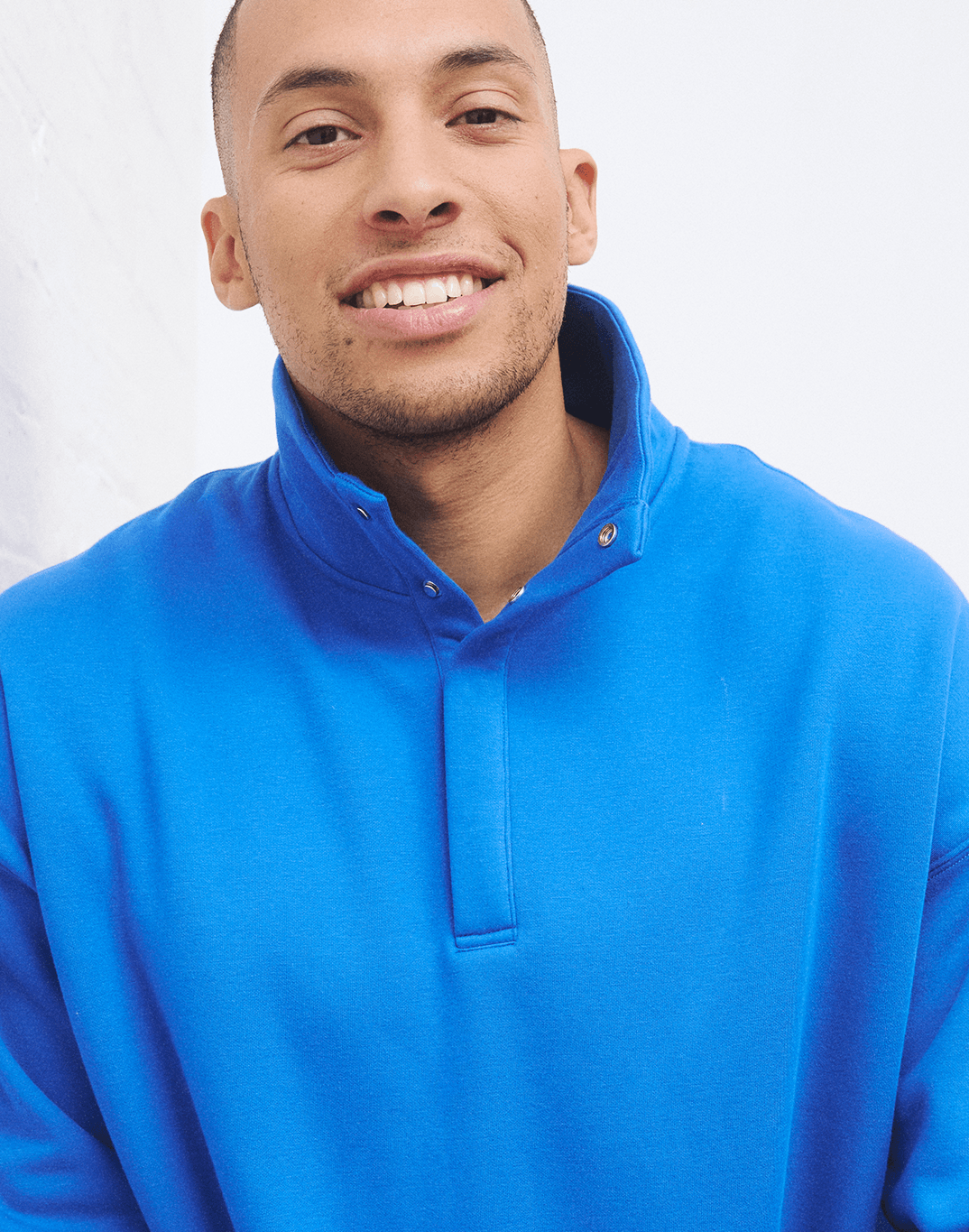Azure Blue Snap Collar Sweatshirt