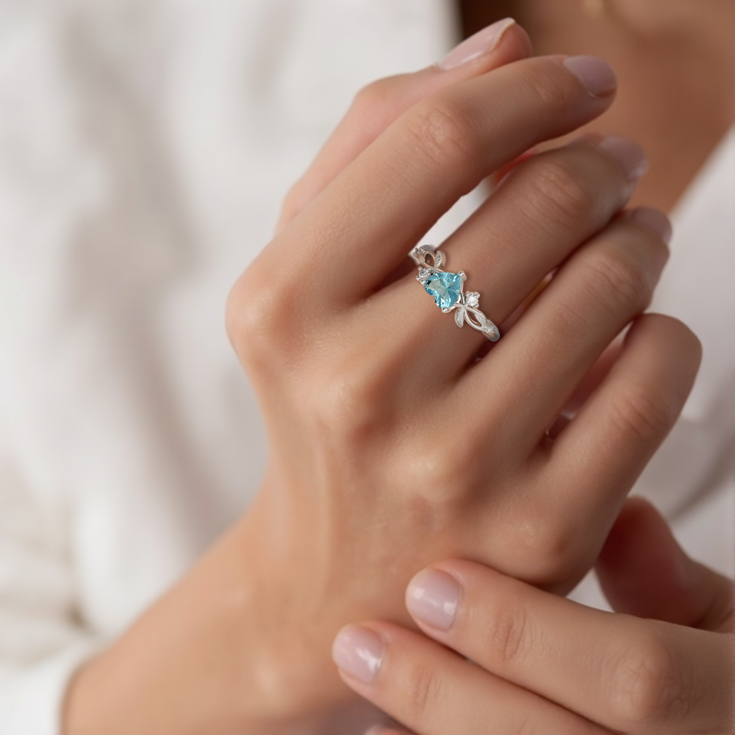 Heart Gemstone Silver Ring