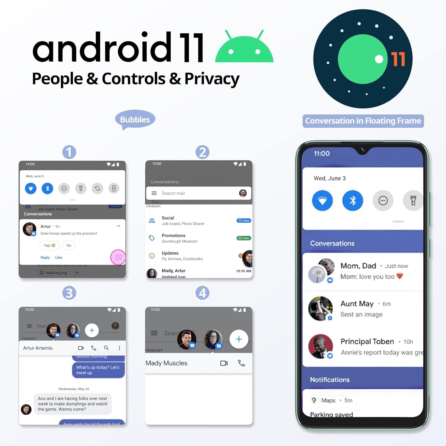 Android Phone A55,4G Dual Sim Unlocked Cell Phones,6.5" HD+ 3GB+16GB ROM/TF 128GB Android 11 Unlocked Smartphones,Face ID,3 Card Slots,4780Mah Battery Smart Phone