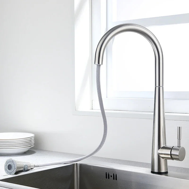 Brushed Kitchen Faucet  Smart Touch Kitchen Faucets Pull Out Kitchen Mixer Tap 304 Stainless Steel Sensor Kitchen Faucets