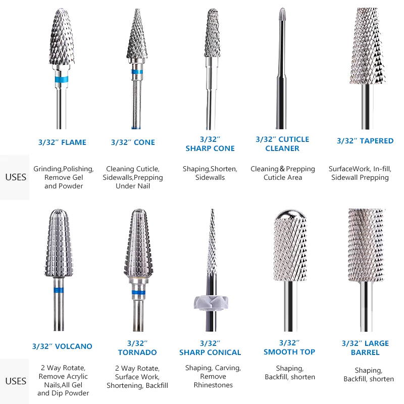 1Pc Nail Drill Bit Rotate Burr Milling Nail Cutter Bits Electric Drill Machine for Manicure Pedicure Tools