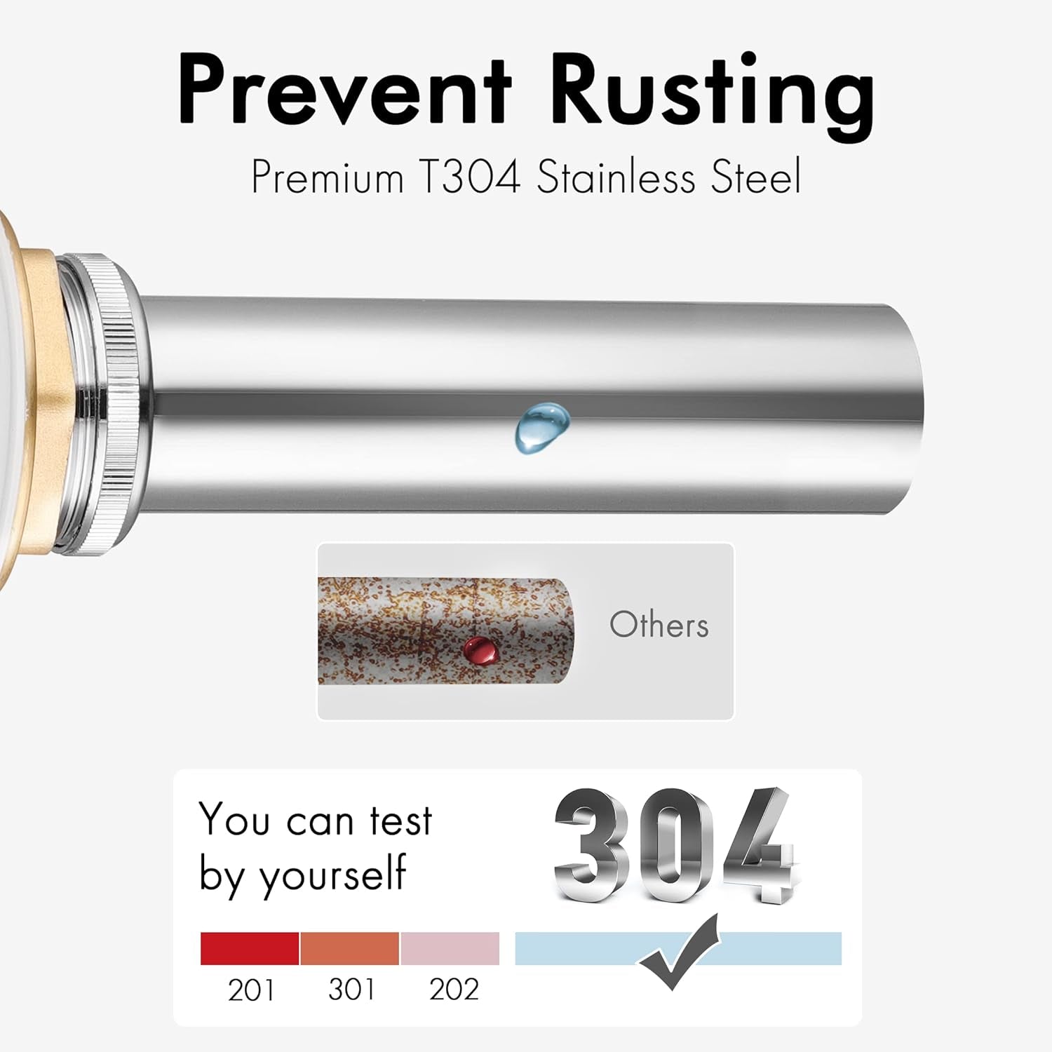 Bathroom Sink Drain without Overflow Vessel Sink Lavatory Vanity Pop up Drain Stopper Polished Chrome for 1.6"-1.9" Sink Hole, All Metal Rustproof Brass and 304 Stainless Steel, S2008D-CH