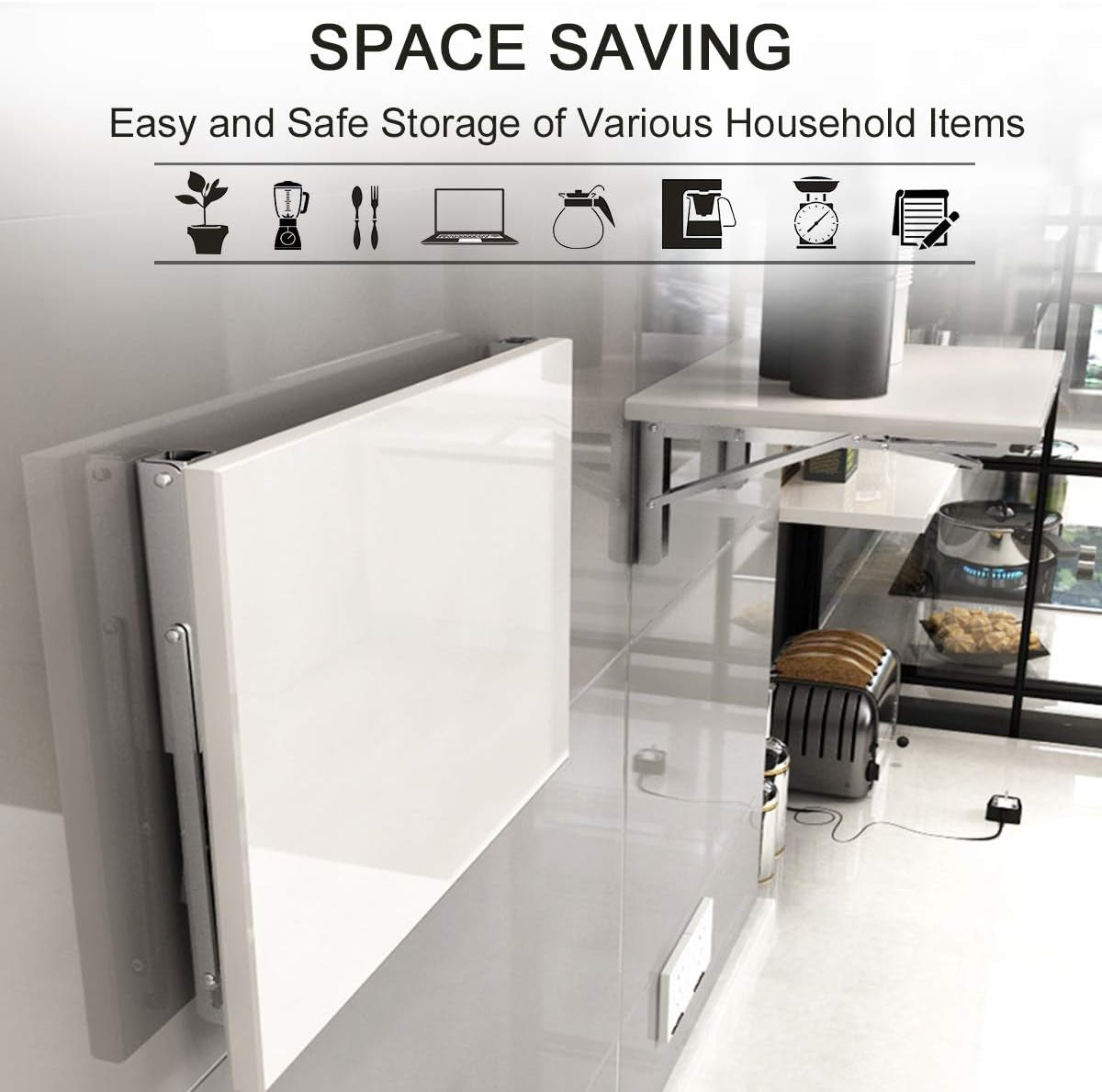 Folding Shelf Brackets 16 Inch, Max Load: 330Lb Heavy Duty Stainless Steel Collapsible Shelf Bracket for Table Work Bench, Space Saving DIY Bracket, Pack of 2