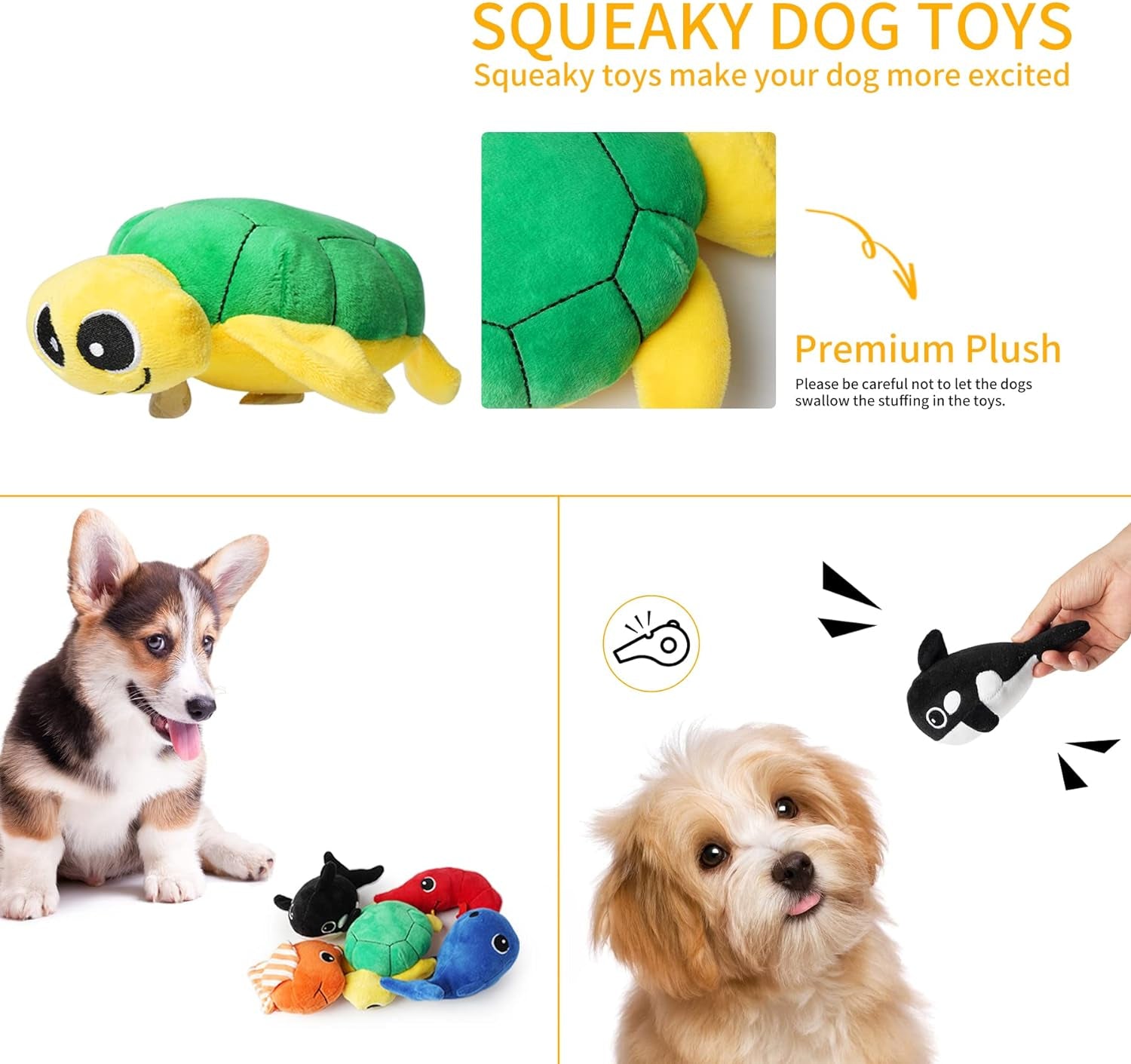 Puppy Toys Small Dogs, Durable Puppy Toys for Teething Small Dogs, Cute Dog Toys for Small Dogs, Stuffed Plush Squeaky Dog Toys and Ocean Small Dog Toys, Reliable Ropes Puppy Chew Toys