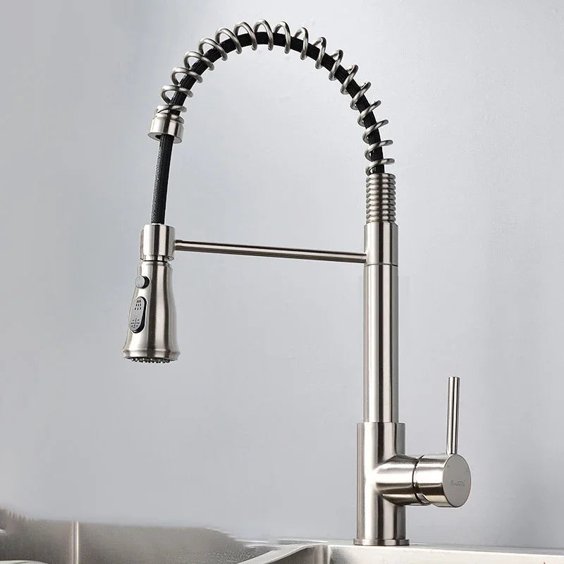 Brushed Kitchen Faucet  Smart Touch Kitchen Faucets Pull Out Kitchen Mixer Tap 304 Stainless Steel Sensor Kitchen Faucets