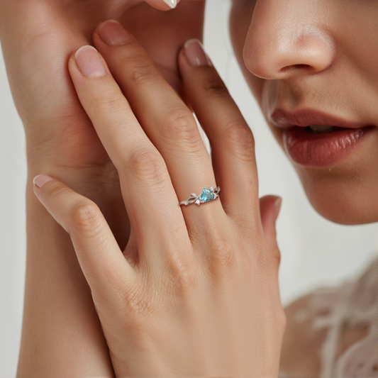 Heart Gemstone Silver Ring