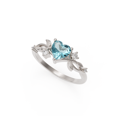 Heart Gemstone Silver Ring