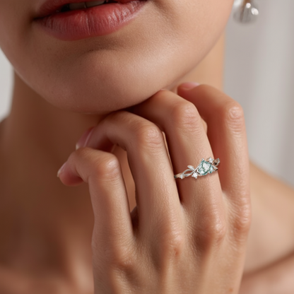 Heart Gemstone Silver Ring