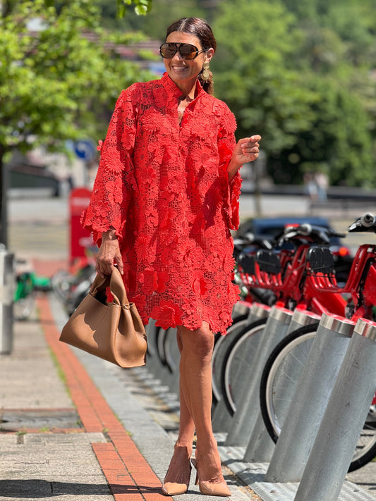 Elegant Red Lace Dress