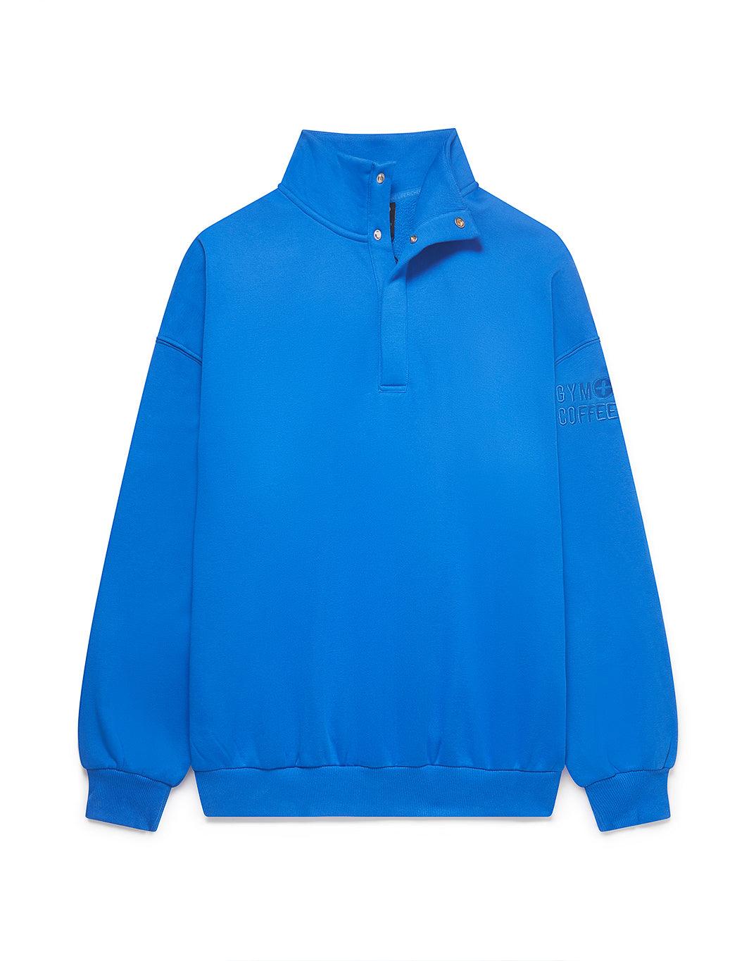Azure Blue Snap Collar Sweatshirt