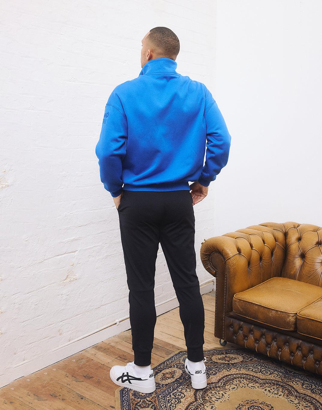 Azure Blue Snap Collar Sweatshirt