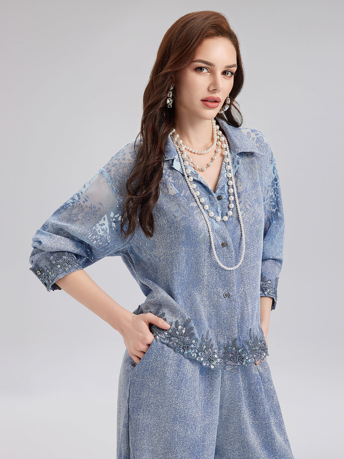 Dreamy Denim Lace Top