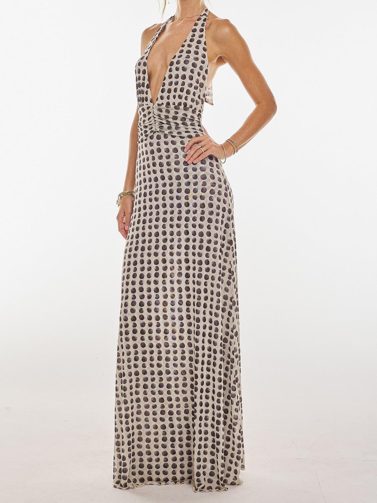 Glam Polka Dot Maxi Dress