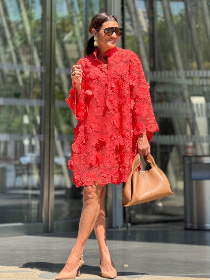 Elegant Red Lace Dress