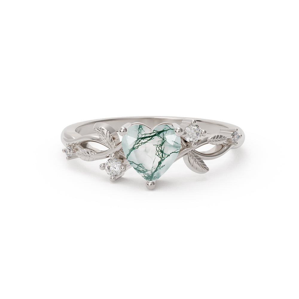 Heart Gemstone Silver Ring